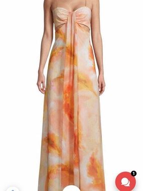 Aidan Mattox Sweetheart Gathered Maxi Dress in Orange - US 4